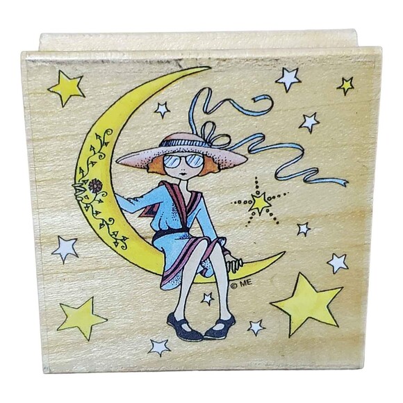 Mary Engelbreit On the Moon Rubber Stamp - Picture 1 of 5